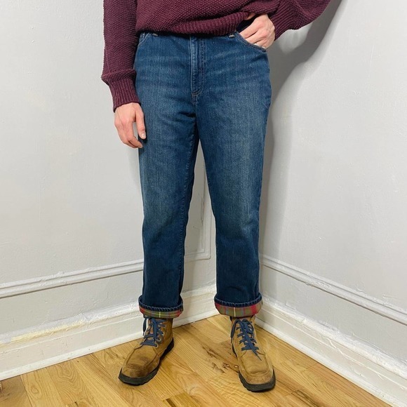 L.L. Bean Flannel Lined‎ Jeans 35x30 - Picture 2 of 4